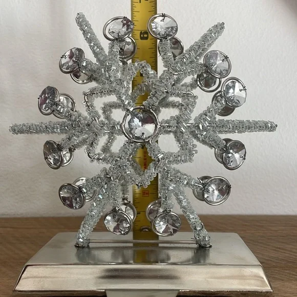 Elegant Silver Beaded Snowflake Stocking Holders – Set of 2 - Picture 8 of 10